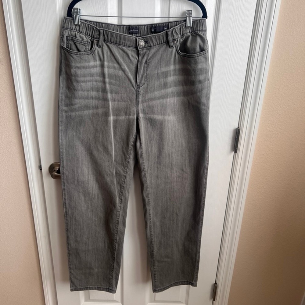 J. Jill Pure Jill Denim Relaxed Ankle‎ Jeans Women M Tall Gray Elastic Waist